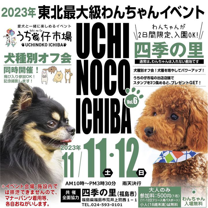 11月12日　うちの仔市場 in四季の里に出店します！！